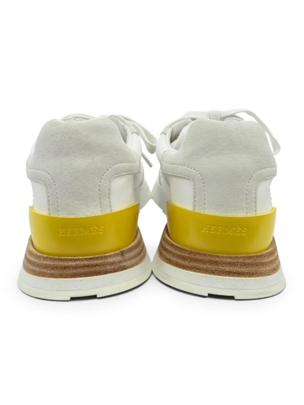 Hermes Drive Suede Leather Low-Top Sneakers White